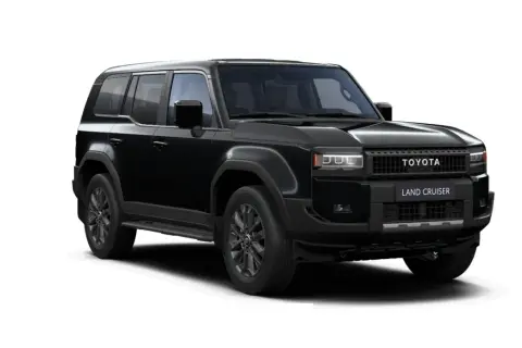 Negro Toyota Land Cruiser, un vehículo robusto ideal para cualquier aventura. Su diseño imponente y su legendaria fiabilidad lo hacen perfecto para el consumo en terrenos difíciles.
