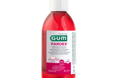 Płyn do płukania jamy ustnej GUM PAROEX 0,12% z CHX+CPC, bez alkoholu. Pomaga w leczeniu zapalenia dziąseł, czym płukać? Idealny do intensywnej higieny.