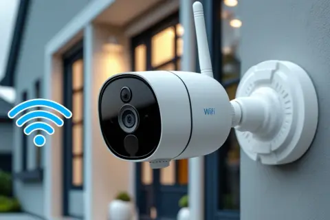 Caméra de surveillance wifi extérieur installée sur un mur. Guidez-vous pour comment installer une caméra de surveillance wifi extérieur.