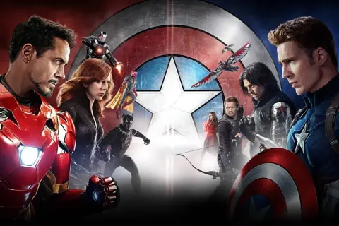 Postacie Marvela: Iron Man, Czarna Wdowa, Czarna Pantera, Vision, Sokół, Zimowy Żołnierz, Kapitan Ameryka, Hawkeye, Scarlet Witch.