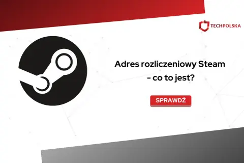 Logo Steam i tekst "Adres rozliczeniowy Steam - co to jest?".