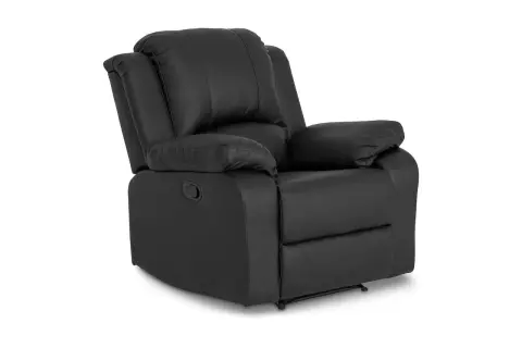 En svart reclinerfåtölj, perfekt för mysiga hemmakvällar. En av många bekväma svenska hem fåtöljer.