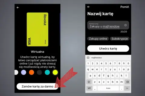 Tworzenie wirtualnej karty Revolut. Zastanawiasz się, ile się czeka na kartę Revolut? Tutaj tworzysz ją wirtualnie, by od razu zarządzać płatnościami.