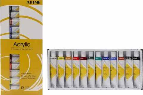 Set di colori acrilici per colorare la resina con acrilici. Tubetti da 12ml in varie tonalità.