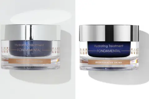 Packshot produits : deux pots de crème hydratante "Hydrating Treatment FONDAMENTAL" pour peaux déshydratées.