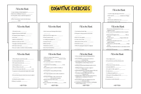 Exercice cognitif ergothérapie : des phrases à compléter pour stimuler la mémoire et la créativité.