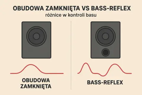 Obudowa zamknięta vs bass-reflex: porównanie kontroli basu. Wykresy pokazują różnice w reakcji basowej.