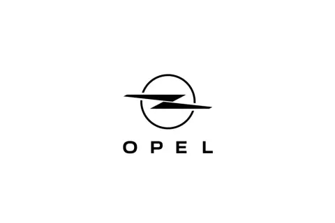 Logo marki samochodu Opel. Błyskawica w okręgu, poniżej napis OPEL.