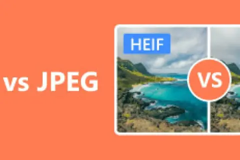 Porównanie formatów HEIF i JPEG. Obraz przedstawia krajobraz z turkusową wodą i zielonymi wzgórzami.