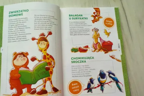 Dzieci w strojach zwierząt uczą się zasad dobrego wychowania, czytając książkę "Savoir Vivre". Ilustracja pokazuje, jak ważne są dobre maniery.