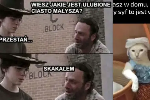 Rick pyta syna o ulubione ciasto, a ten odpowiada "skakałem". Starość z humorem, jak kot w sukience.