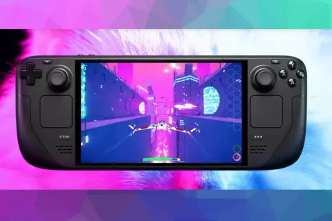 Steam Deck premiera: futurystyczny statek ściga się w neonowym mieście. Gra na przenośnej konsoli wygląda obiecująco.
