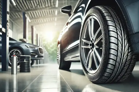 Warsztat samochodowy z nowymi oponami. Dbanie o konserwację gumy domowe sposoby to klucz do długowieczności opon.