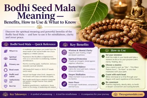 Japa mala de 45 cuentas: significado, beneficios y uso. Descubre cómo este mala de semillas de Bodhi fomenta la paz interior.