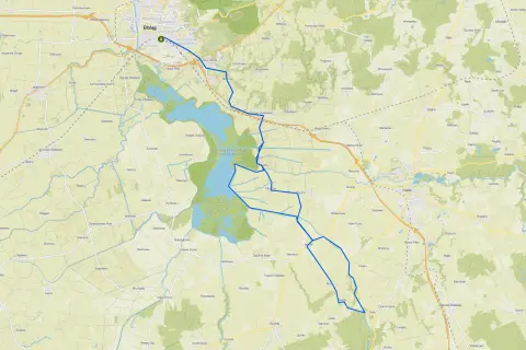 Trasy rowerowe Elbląg i okolice. Mapa pokazuje szlaki rowerowe wokół Elbląga i Jeziora Drużno.