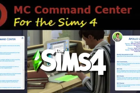 Panel MC Command Center w grze The Sims 4. Pozwala na modyfikację Simów, karier i nie tylko.