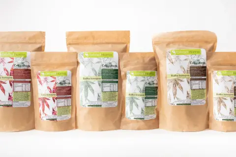 Kilka opakowań białka konopnego ExtractHome o różnych smakach i gramaturach. Produkt ten ma wiele cennych właściwości.