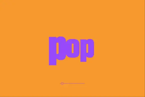 A purple "pop" logo on an orange background, ready to animate in After Effects.