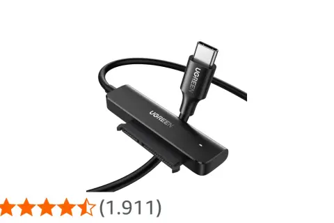 Adaptador UGREEN conector SATA a USB-C, ideal para conectar discos duros y expandir tu almacenamiento.