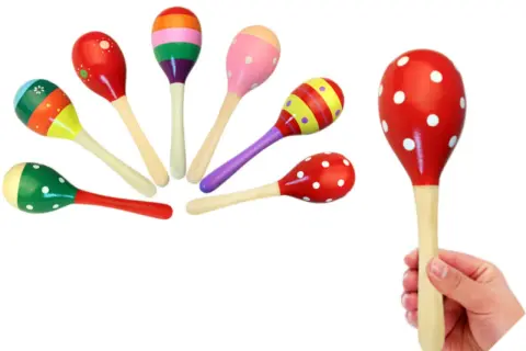 Kolorowe marakasy, jaki to instrument! Różne wzory i kolory, idealne do zabawy i nauki rytmu.