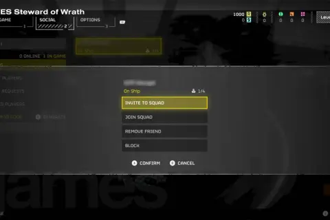 Menu Helldivers 2 z opcją zaproszenia do drużyny, kluczowe dla rozgrywki crossplay.