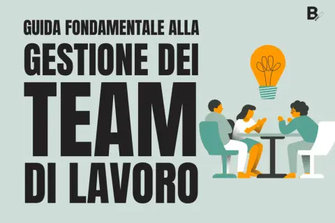 Guida alla gestione dei team di lavoro. Un team discute idee sotto una lampadina, evitando turni di lavoro non equi.
