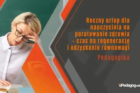 Zmęczona nauczycielka z bólem głowy. Roczny urlop dla poratowania zdrowia to czas na regenerację i odzyskanie równowagi.