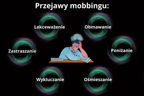 Przykłady mobbingu w pracy: lekceważenie, obmawianie, poniżanie, ośmieszanie, wykluczanie, zastraszanie. Zmęczony pracownik.