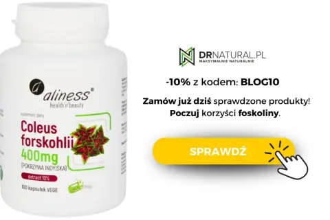 Suplement diety Aliness z pokrzywą indyjską (Coleus forskohlii) 400mg. 100 kapsułek vege. Odkryj korzyści foskoliny!