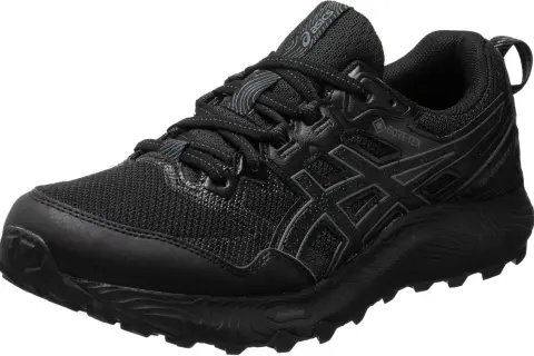 Scarpa da trail running Asics Gel Sonoma 6 nera, impermeabile Gore-Tex, ideale per affrontare ogni terreno con stile e comfort.