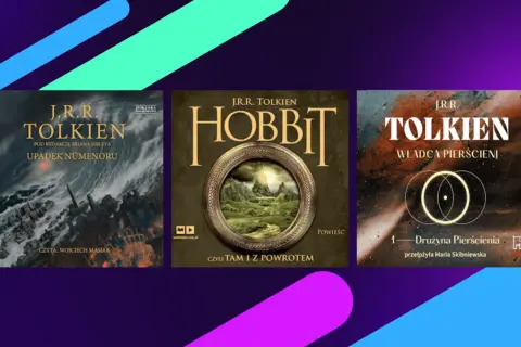 Okładki książek J.R.R. Tolkiena: "Upadek Numenoru", "Hobbit, czyli tam i z powrotem" oraz "Władca Pierścieni: Drużyna Pierścienia".