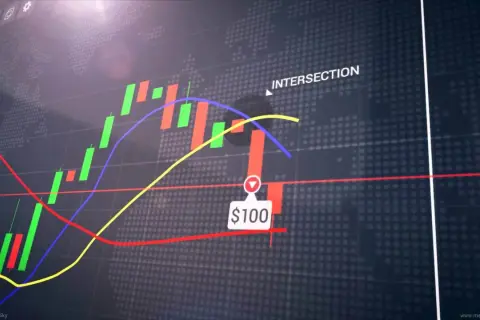 Gráfico de velas con líneas de tendencia y un indicador de $100, ideal para entender las inversiones binarias.