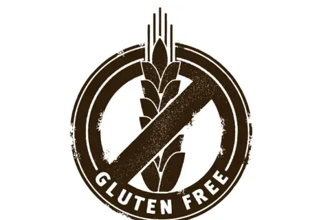 Symbol przekreślonego kłosa zboża z napisem "GLUTEN FREE".