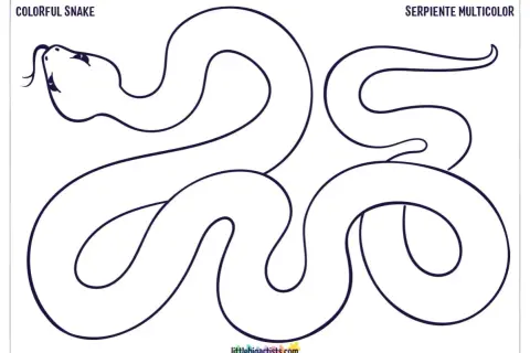 Serpiente para colorear, ideal para actividades de dibujo para niños. ¡Deja volar la imaginación y crea una serpiente multicolor!