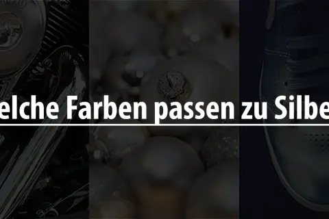 Welche Farben passen zu Silber? Ein Motorrad, Weihnachtsdeko und ein Sneaker zeigen die Vielseitigkeit von Silber.