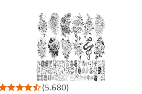Viele temporäre Tattoo-Motive: Rosen, Schlangen, Quallen, Löwen. Ideal für alle, die den tattoo dauer testen möchten.