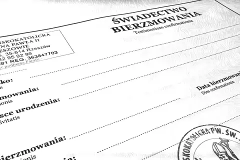 Świadectwo bierzmowania z parafii św. Jana Pawła II w Rzeszowie. Tutaj dowiesz się, gdzie odebrać zaświadczenie o bierzmowaniu.
