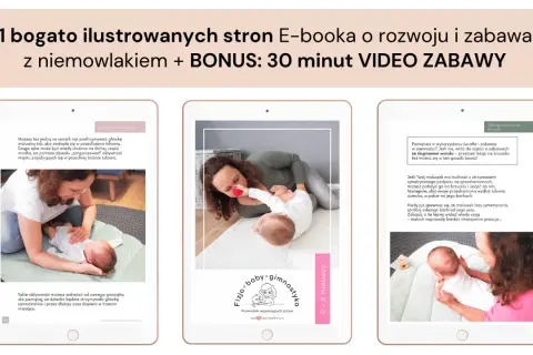 Mama pomaga niemowlakowi w ćwiczeniach z niemowlakiem, wspierając jego główkę.