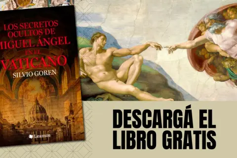 El libro "Los secretos ocultos de Miguel Ángel en el Vaticano" se promociona con la icónica imagen de la Creación de Adán de la Capilla Sixtina.