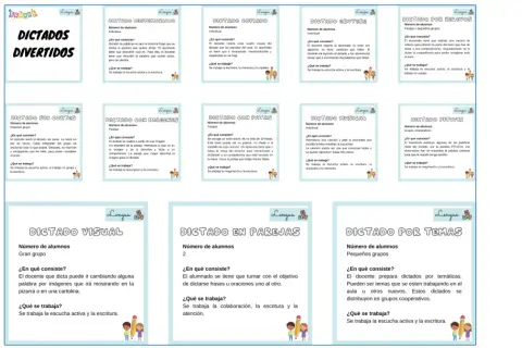 Diversos dictados divertidos para practicar la escritura y la escucha activa.