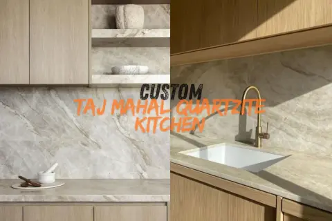 Cucina con piano in quarzite Taj Mahal, che cos'è il marmo? Superfici eleganti e venature naturali.