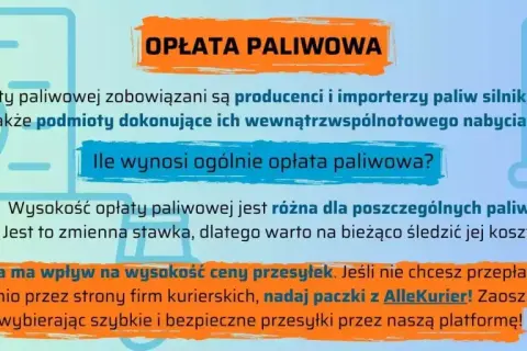 Opłata paliwowa wpływa na koszt przesyłek. Sprawdź, jak ją zminimalizować z AlleKurier, oszczędzając nawet 70%.