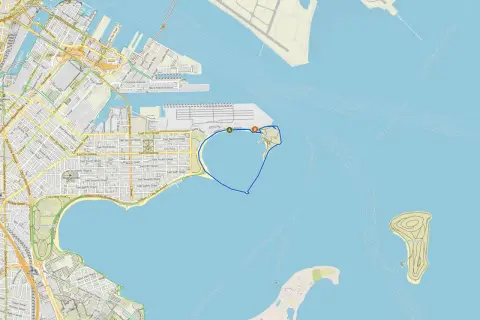 Mapa Bostonu z zaznaczoną trasą wokół Castle Island. Gdzie jest Boston? Tu!