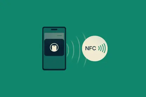 Telefon z włączonym NFC komunikuje się z innym urządzeniem.