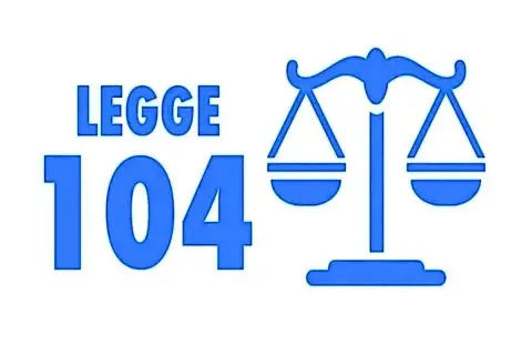 Simbolo della Legge 104, con bilancia della giustizia. Utile per il rinnovo 104 scaduta INPS.
