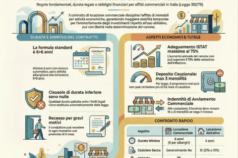 Guida pratica locazione commerciale: durata 6+6 anni, adeguamento ISTAT max 75%. Attenzione all'aumento canone locazione commerciale scadenza contratto.