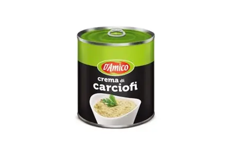 Lattina di crema di carciofi D'Amico. Ideale per antipasti, crostini o come condimento per primi piatti. Scopri come usarla!