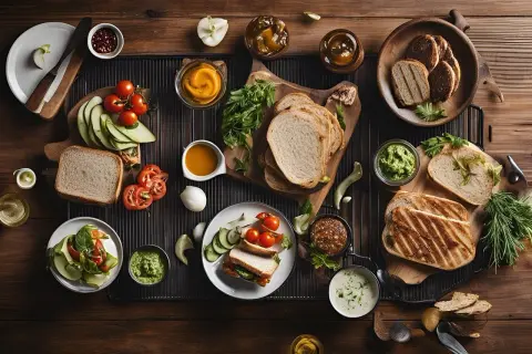 Zielone pasty, pomidory, ogórki i pieczywo – idealne składniki na kanapki, gdy szukasz co zamiast awokado w diecie.