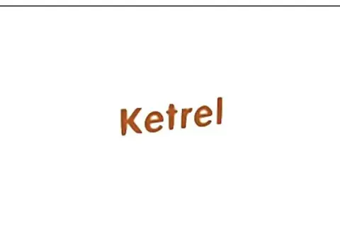 Napis "Ketrel" w kolorze brązowym. Informacja o potencjalnych skutkach ubocznych leku Ketrel.