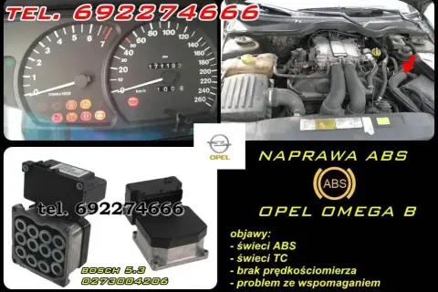 Opel Omega B: kontrolka DTC U0415, ABS, TC, problem z prędkościomierzem. Naprawa modułu ABS, tel. 692274666.